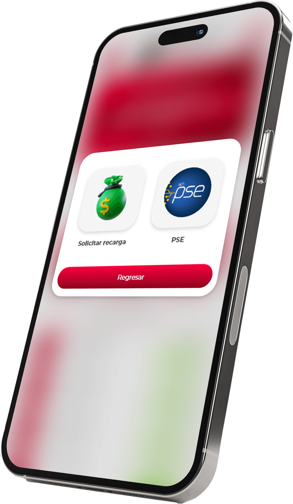Pantalla de la billetera con recargas y PSE