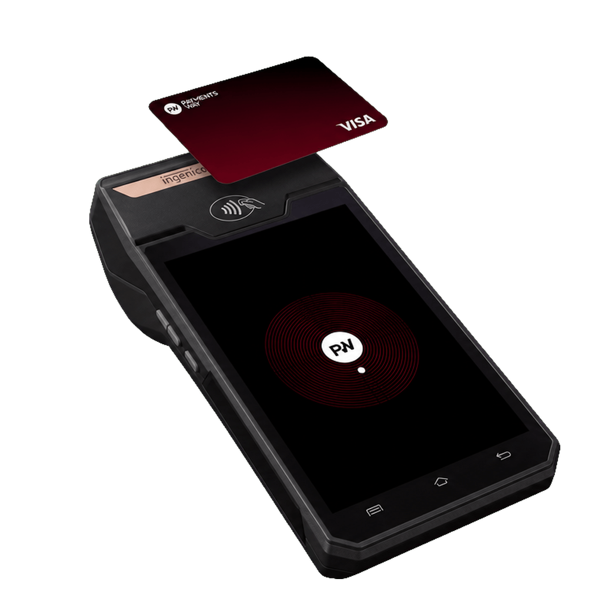 Datáfono Payments Way con tarjeta Visa sin contacto